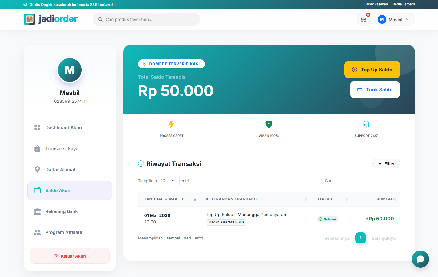 E-Wallet Pelanggan
